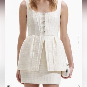 Self Portrait Boucle Peplum Mini Dress